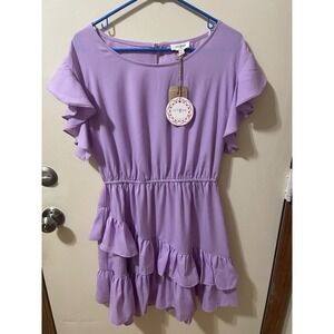 Umgee Lavender Ruffle Long Sleeve Dress